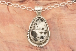 Genuine White Buffalo Turquoise  Pendant by Navajo Artist Joe Piaso
